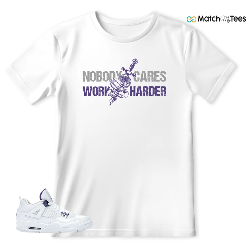 NIKE JORDAN 4 RETRO METALLIC PURPLE SNEAKER Matching Tees t-shirt