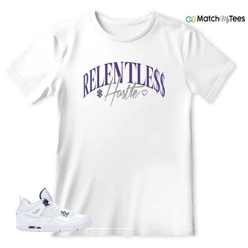 NIKE JORDAN 4 RETRO METALLIC PURPLE SNEAKER Matching Tees t-shirt