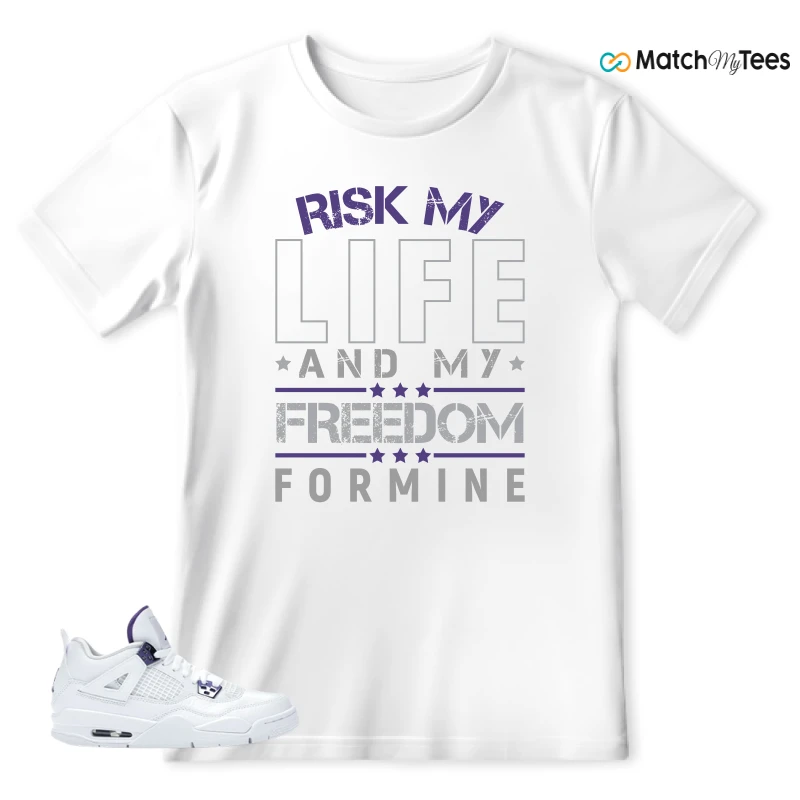 NIKE JORDAN 4 RETRO METALLIC PURPLE SNEAKER Matching Tees t-shirt