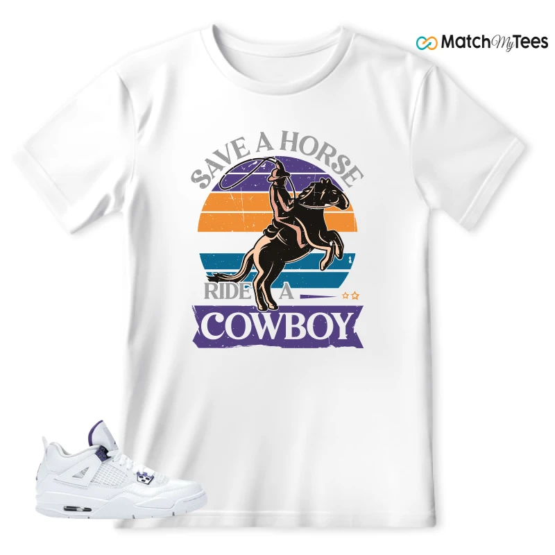 NIKE JORDAN 4 RETRO METALLIC PURPLE SNEAKER Matching Tees t-shirt