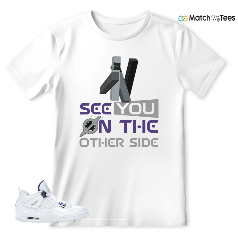 NIKE JORDAN 4 RETRO METALLIC PURPLE SNEAKER Matching Tees t-shirt