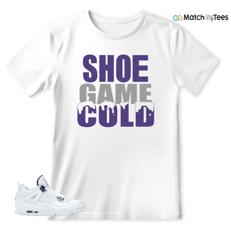 NIKE JORDAN 4 RETRO METALLIC PURPLE SNEAKER Matching Tees t-shirt