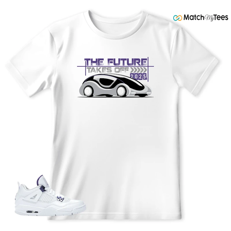 NIKE JORDAN 4 RETRO METALLIC PURPLE SNEAKER Matching Tees t-shirt