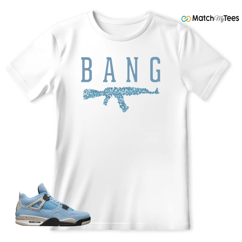 NIKE JORDAN 4 RETRO UNIVERSITY BLUE SNEAKER Matching Tees T-shirt for Men