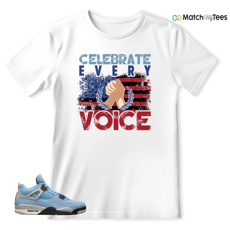 NIKE JORDAN 4 RETRO UNIVERSITY BLUE SNEAKER Matching Tees t-shirt
