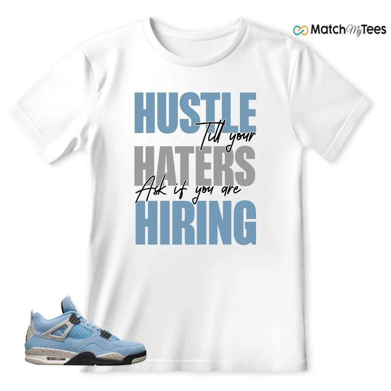 NIKE JORDAN 4 RETRO UNIVERSITY BLUE SNEAKER Matching Tees t-shirt