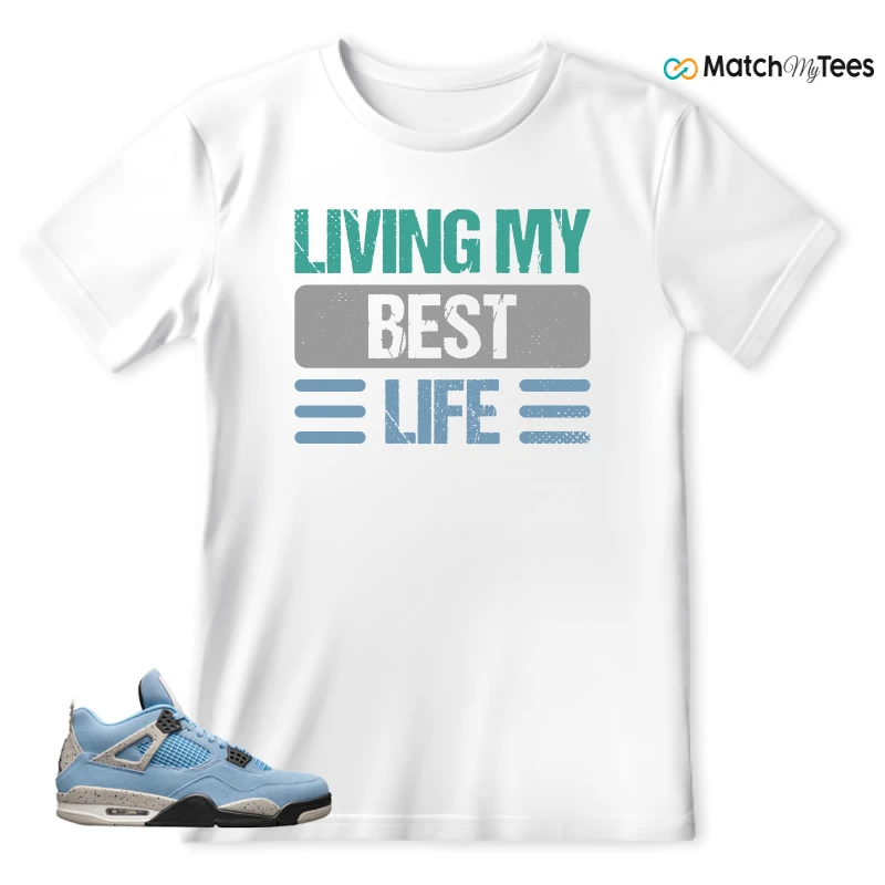 NIKE JORDAN 4 RETRO UNIVERSITY BLUE SNEAKER Matching Tees t-shirt