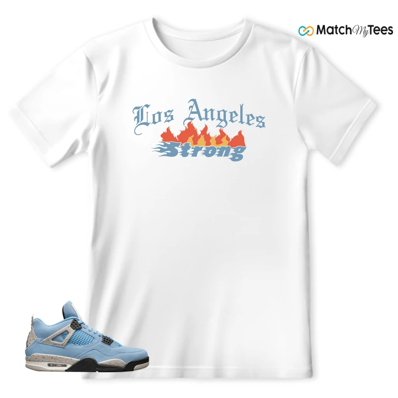 NIKE JORDAN 4 RETRO UNIVERSITY BLUE SNEAKER Matching Tees t-shirt
