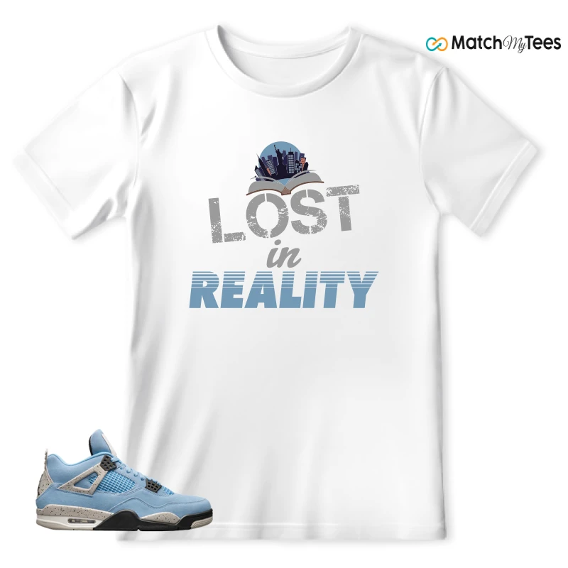 NIKE JORDAN 4 RETRO UNIVERSITY BLUE SNEAKER Matching Tees t-shirt