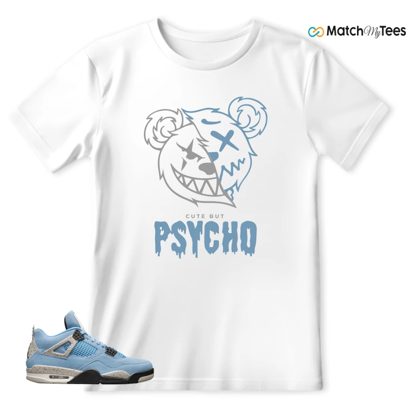 NIKE JORDAN 4 RETRO UNIVERSITY BLUE SNEAKER Matching Tees t-shirt