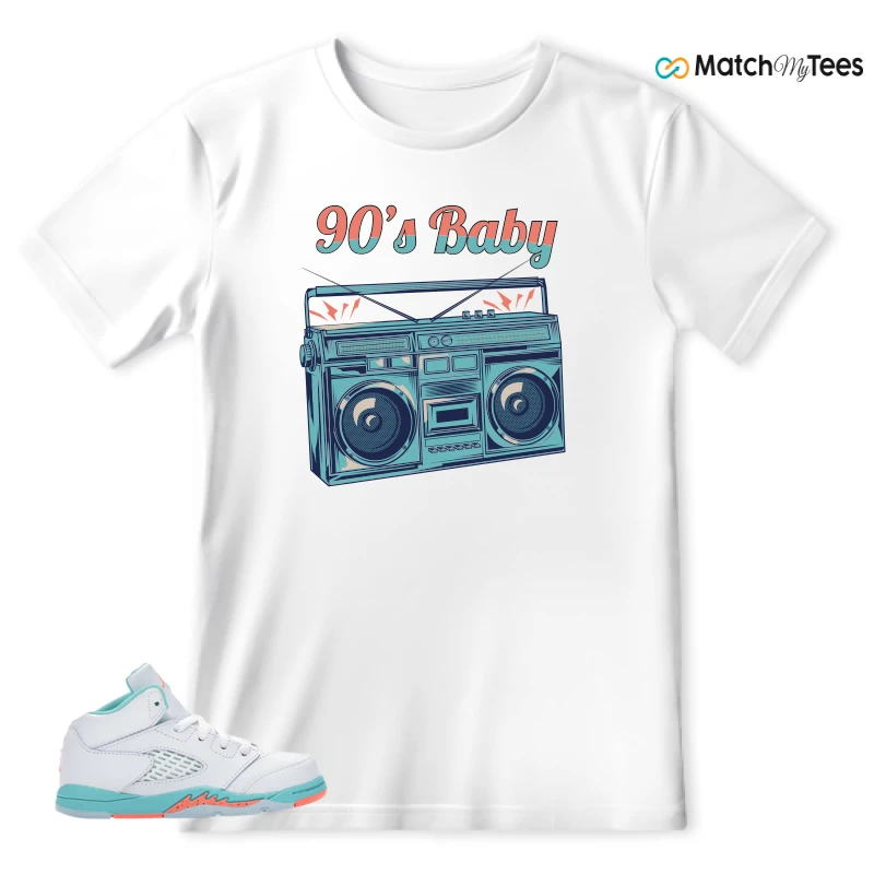 NIKE JORDAN 5 RETRO LIGHT AQUA (TD) SNEAKER Matching Tees t-shirt