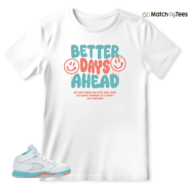 NIKE JORDAN 5 RETRO LIGHT AQUA (TD) SNEAKER Matching Tees T-shirt for Men