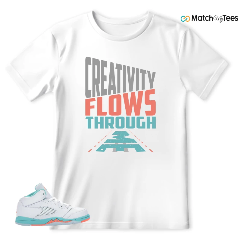 NIKE JORDAN 5 RETRO LIGHT AQUA (TD) SNEAKER Matching Tees t-shirt