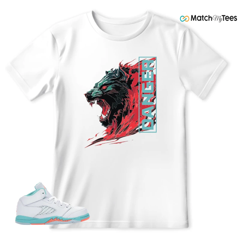 NIKE JORDAN 5 RETRO LIGHT AQUA (TD) SNEAKER Matching Tees T-shirt for Men
