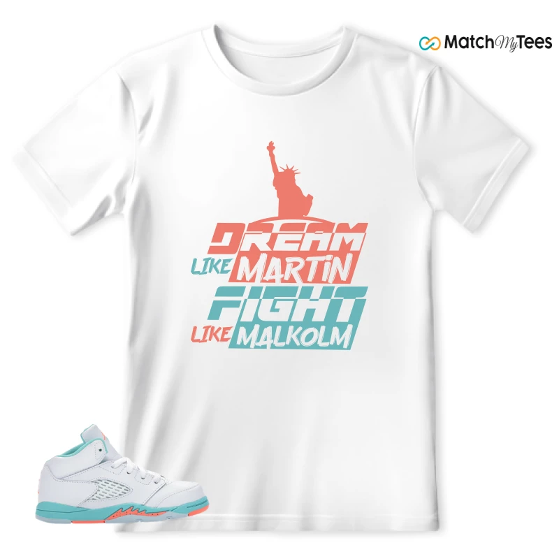 NIKE JORDAN 5 RETRO LIGHT AQUA (TD) SNEAKER Matching Tees t-shirt