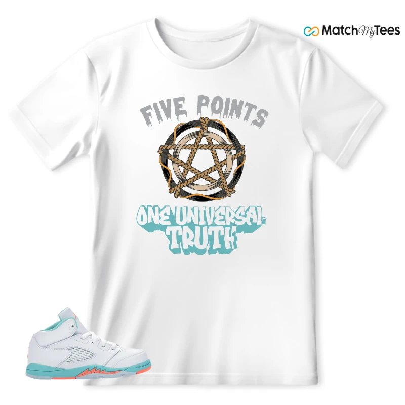 NIKE JORDAN 5 RETRO LIGHT AQUA (TD) SNEAKER Matching Tees T-shirt for Men