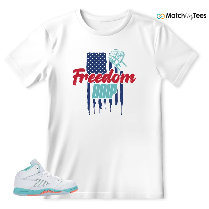 NIKE JORDAN 5 RETRO LIGHT AQUA (TD) SNEAKER Matching Tees t-shirt