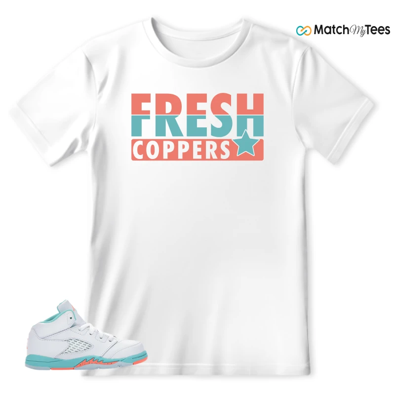 NIKE JORDAN 5 RETRO LIGHT AQUA (TD) SNEAKER Matching Tees t-shirt
