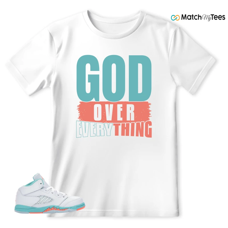 NIKE JORDAN 5 RETRO LIGHT AQUA (TD) SNEAKER Matching Tees t-shirt