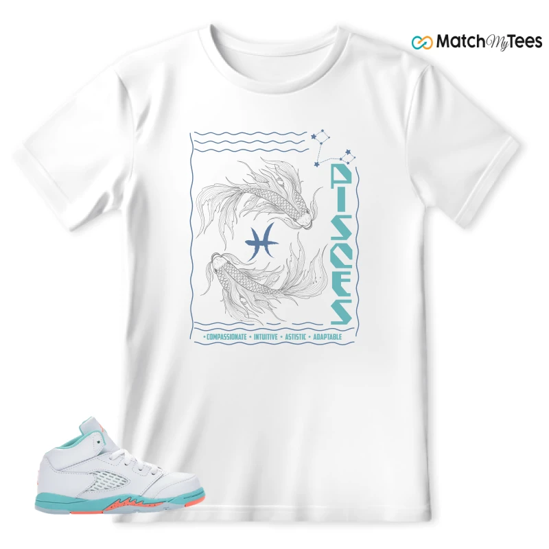 NIKE JORDAN 5 RETRO LIGHT AQUA (TD) SNEAKER Matching Tees t-shirt