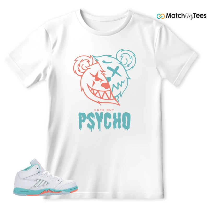 NIKE JORDAN 5 RETRO LIGHT AQUA (TD) SNEAKER Matching Tees t-shirt
