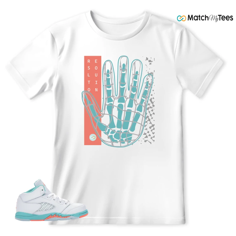 NIKE JORDAN 5 RETRO LIGHT AQUA (TD) SNEAKER Matching Tees T-shirt for Men