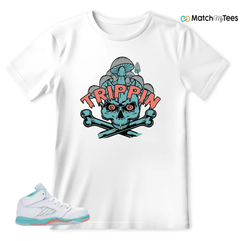 NIKE JORDAN 5 RETRO LIGHT AQUA (TD) SNEAKER Matching Tees t-shirt