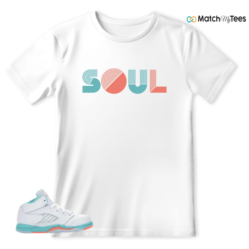 NIKE JORDAN 5 RETRO LIGHT AQUA (TD) SNEAKER Matching Tees t-shirt