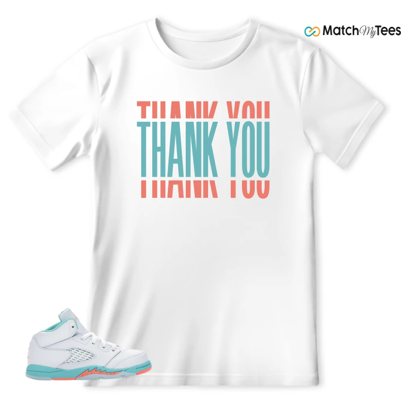 NIKE JORDAN 5 RETRO LIGHT AQUA (TD) SNEAKER Matching Tees t-shirt