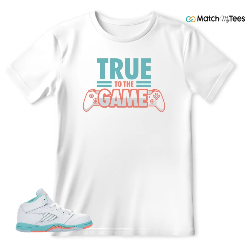 NIKE JORDAN 5 RETRO LIGHT AQUA (TD) SNEAKER Matching Tees t-shirt