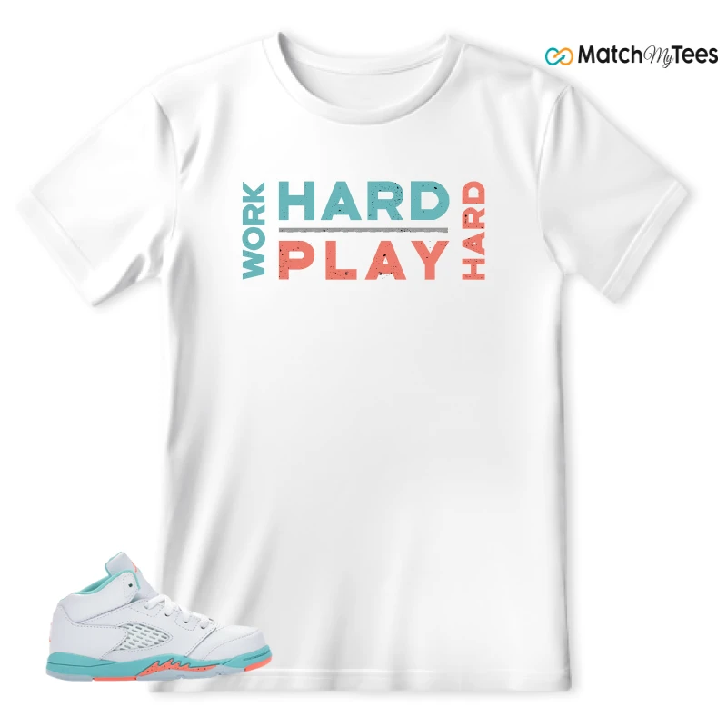 NIKE JORDAN 5 RETRO LIGHT AQUA (TD) SNEAKER Matching Tees t-shirt