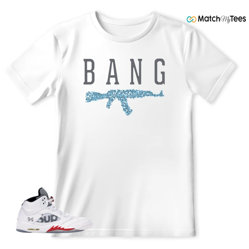NIKE JORDAN 5 RETRO SUPREME WHITE SNEAKER Matching Tees t-shirt