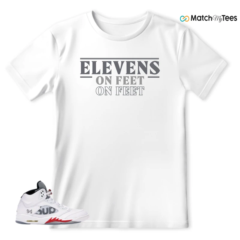 NIKE JORDAN 5 RETRO SUPREME WHITE SNEAKER Matching Tees t-shirt