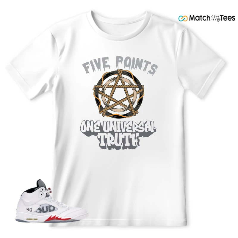 NIKE JORDAN 5 RETRO SUPREME WHITE SNEAKER Matching Tees t-shirt