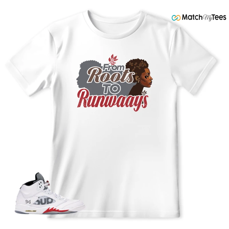 NIKE JORDAN 5 RETRO SUPREME WHITE SNEAKER Matching Tees t-shirt