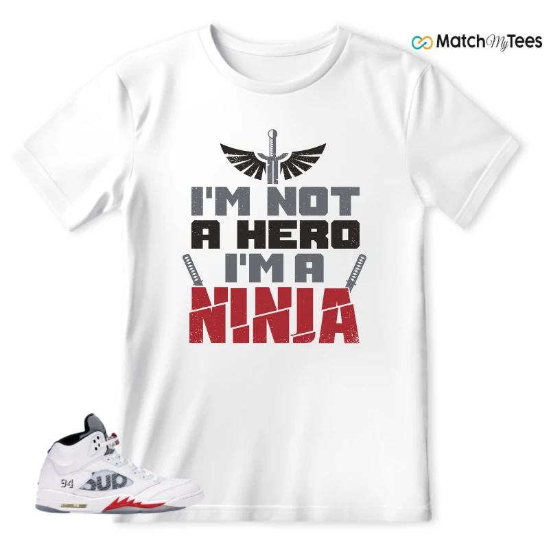 NIKE JORDAN 5 RETRO SUPREME WHITE SNEAKER Matching Tees t-shirt