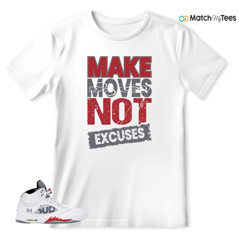 NIKE JORDAN 5 RETRO SUPREME WHITE SNEAKER Matching Tees t-shirt