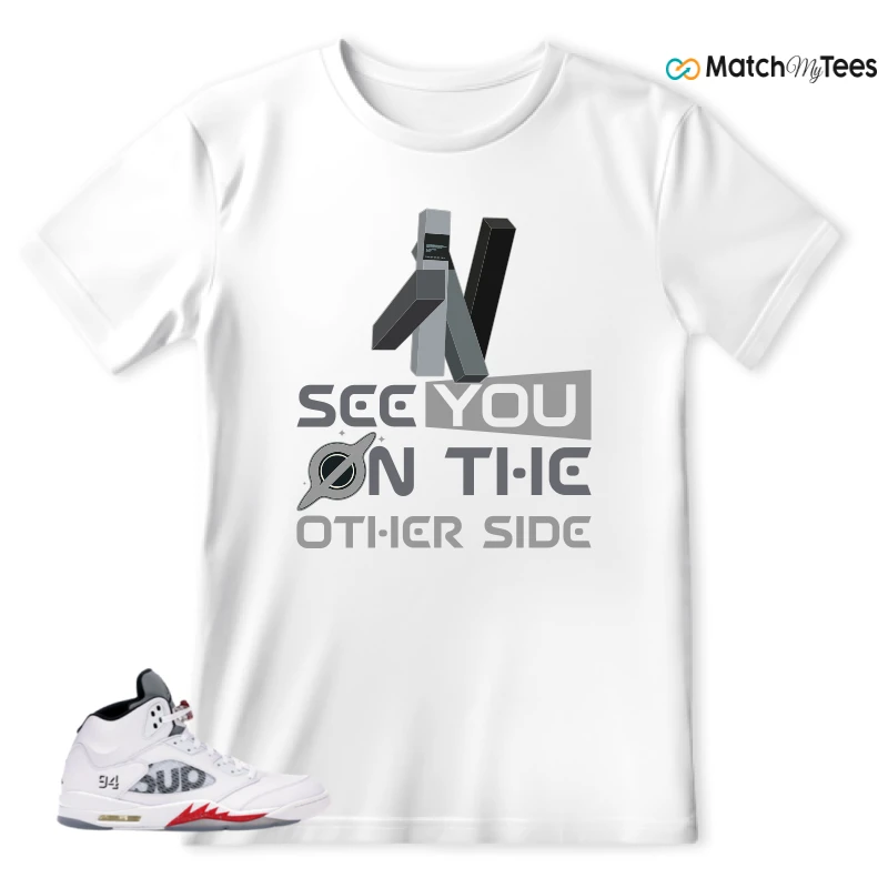 NIKE JORDAN 5 RETRO SUPREME WHITE SNEAKER Matching Tees t-shirt