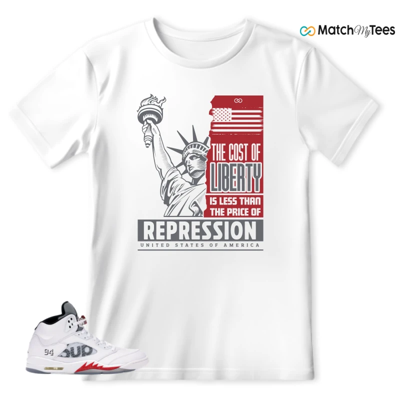 NIKE JORDAN 5 RETRO SUPREME WHITE SNEAKER Matching Tees t-shirt