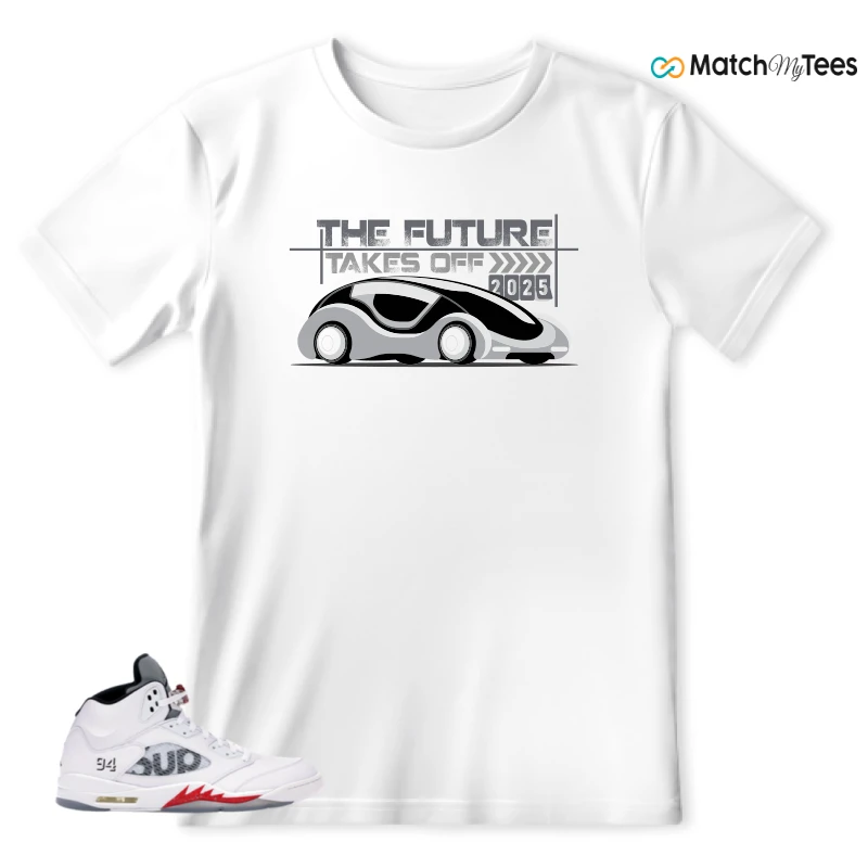 NIKE JORDAN 5 RETRO SUPREME WHITE SNEAKER Matching Tees t-shirt