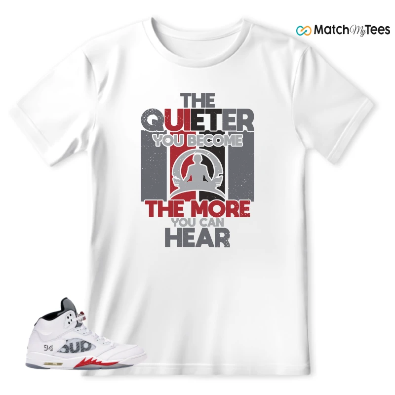 NIKE JORDAN 5 RETRO SUPREME WHITE SNEAKER Matching Tees t-shirt
