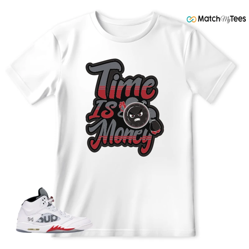 NIKE JORDAN 5 RETRO SUPREME WHITE SNEAKER Matching Tees t-shirt