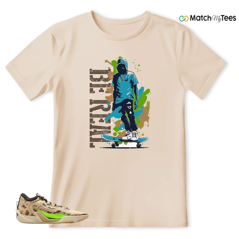 NIKE JORDAN TATUM 1 TUNNEL WALK TAN BLACK SAIL VOLT SNEAKER Matching Tees t-shirt