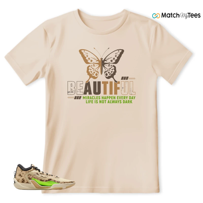 NIKE JORDAN TATUM 1 TUNNEL WALK TAN BLACK SAIL VOLT SNEAKER Matching Tees t-shirt