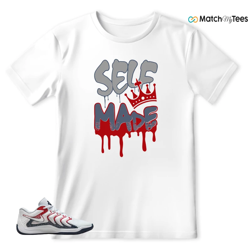 NIKE KD 17 USA WHITE UNIVERSITY RED OBSIDIAN SNEAKER Matching Tees T-shirt for Men