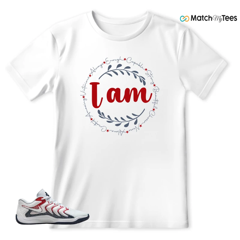 NIKE KD 17 USA WHITE UNIVERSITY RED OBSIDIAN SNEAKER Matching Tees t-shirt