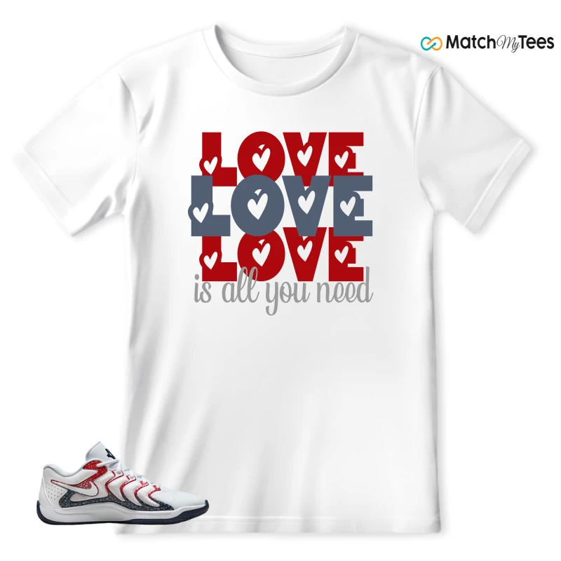 NIKE KD 17 USA WHITE UNIVERSITY RED OBSIDIAN SNEAKER Matching Tees t-shirt