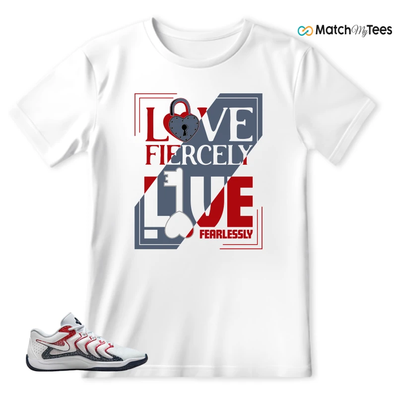 NIKE KD 17 USA WHITE UNIVERSITY RED OBSIDIAN SNEAKER Matching Tees t-shirt