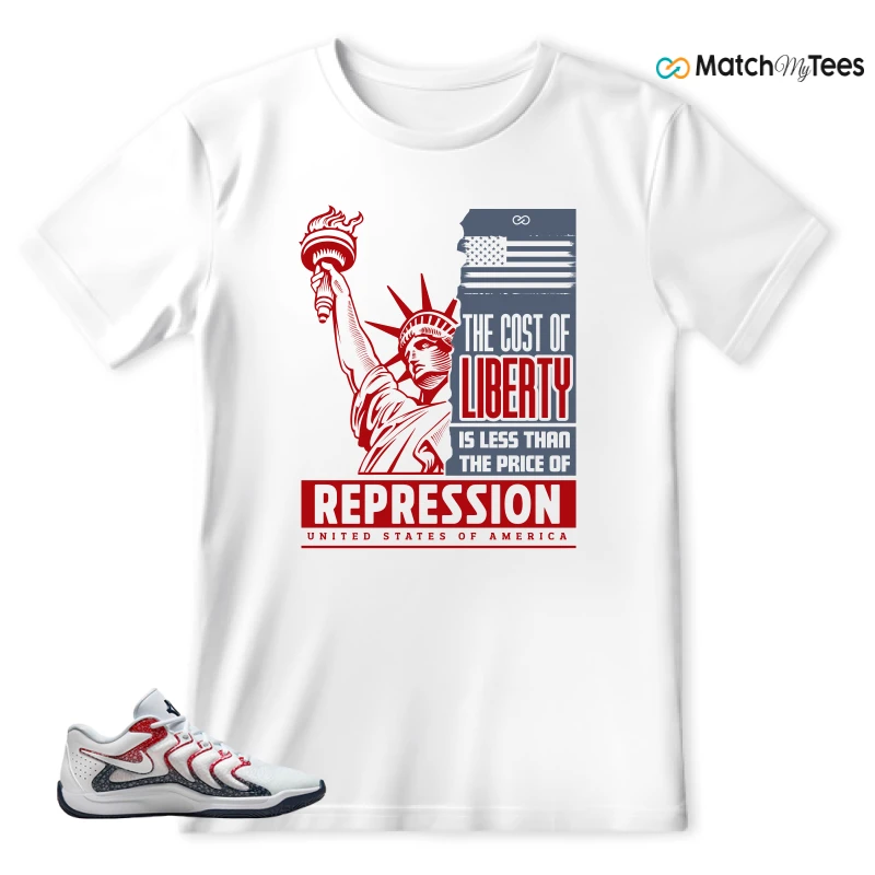 NIKE KD 17 USA WHITE UNIVERSITY RED OBSIDIAN SNEAKER Matching Tees t-shirt