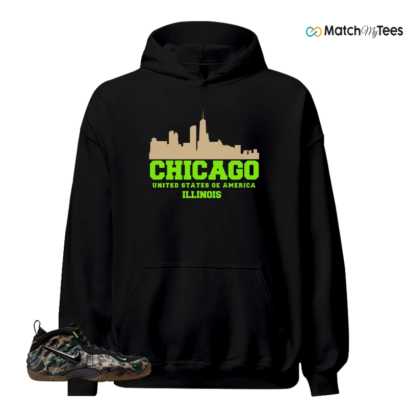 NIKE AIR FOAMPOSITE PRO GREEN CAMO SNEAKER Matching Tees hoodie